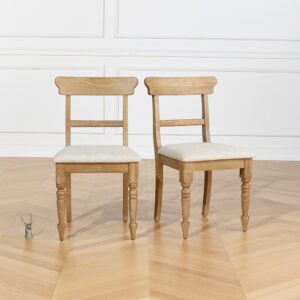 wohnli-moebel-suche-M24123342-1 Set aus 2 Stühlen aus Eiche und Premium-Leinen Beige 50x89x54cm Holz Beige Robin des Bois Möbel Esszimmermöbel Stühle
