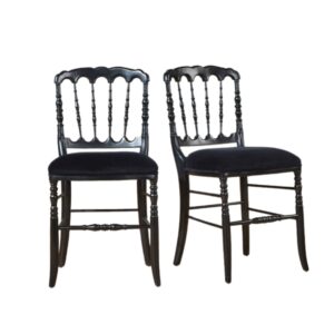 Wohnli Möbelsuche - Set aus 2 Stühlen aus Gummibaumholz und Samt Schwarz