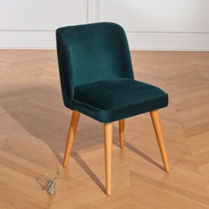 Set aus 2 Stühlen aus Gummibaumholz und Samt Peacock Blue 49x83x53cm Holz Grau Robin des Bois Möbel Esszimmermöbel Stühle