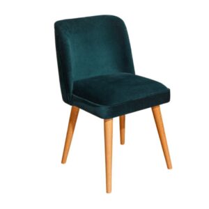 Wohnli Möbelsuche - Set aus 2 Stühlen aus Gummibaumholz und Samt Peacock Blue