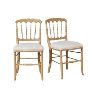Wohnli Möbelsuche - 2er-Set aus Eichen- und Leinenstühlen Beige