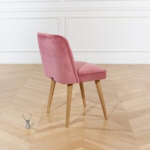 wohnli-moebel-suche-M24123351-1 Set aus 2 Stühlen aus Gummibaumholz und Samt Peony Pink 49x83x53cm Holz Grau Robin des Bois Möbel Esszimmermöbel Stühle