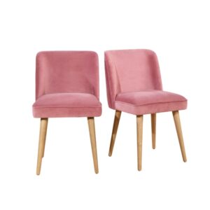 wohnli-moebel-suche-M24123351 Wohnli Möbelsuche - Set aus 2 Stühlen aus Gummibaumholz und Samt Peony Pink