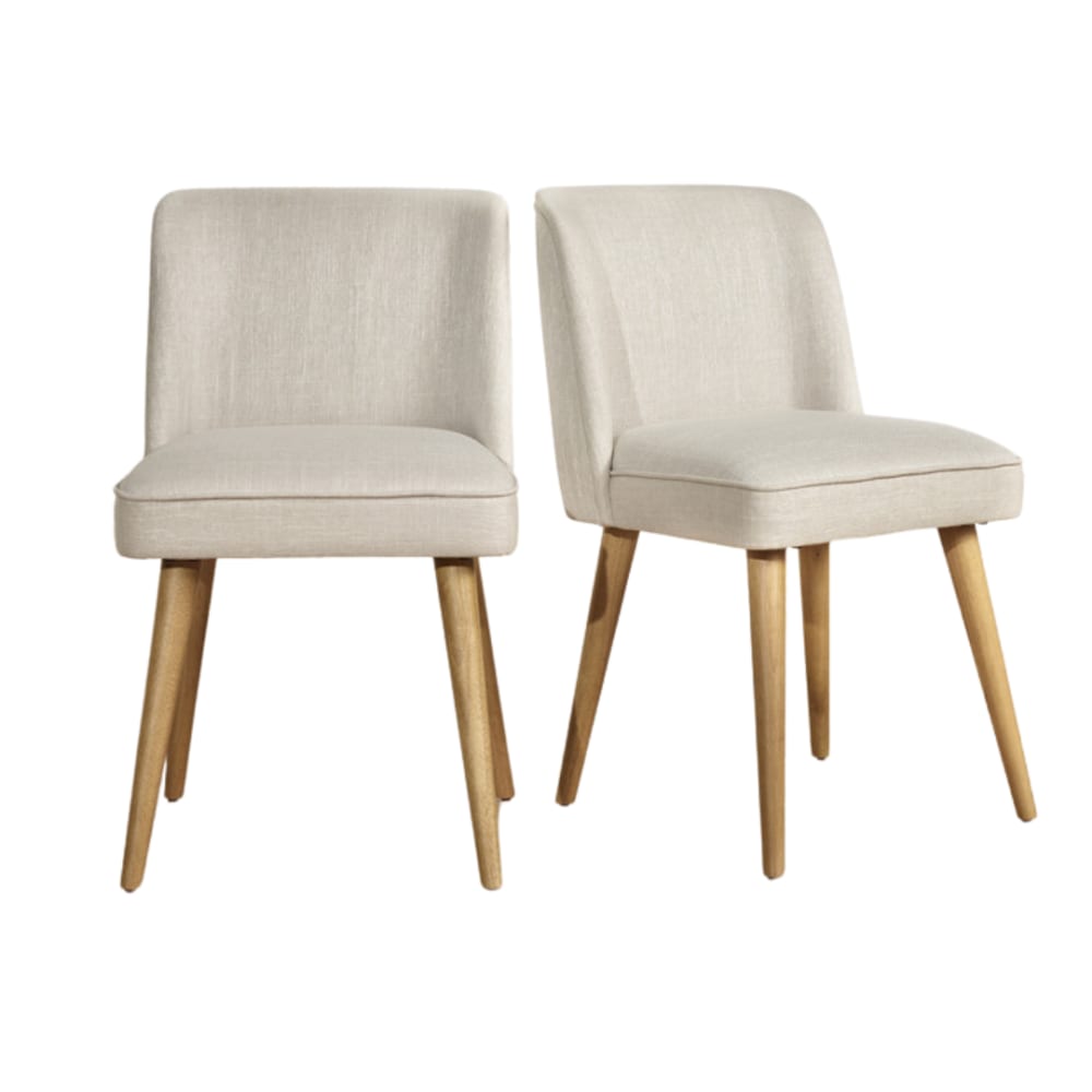 Wohnli Möbelsuche - 2er-Set Stühle aus Kautschukholz und feuerfestem Stoff Beige