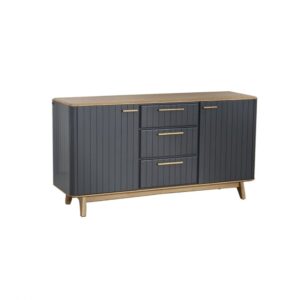 Wohnli Möbelsuche - Eichenbuffet mit 2 Türen und 3 Schubladen Gris anthracite