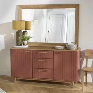 Eichenbuffet mit 2 Türen und 3 Schubladen rose saumon 160x85x45cm Holz Grau Robin des Bois Möbel Esszimmermöbel Sideboards, Highboards & niedrige Anrichten