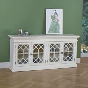 Kiefernholz-Buffet mit 4 Türen Weiß 187x85x43cm Holz Weiß Robin des Bois Möbel Esszimmermöbel Sideboards, Highboards & niedrige Anrichten