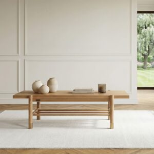 wohnli-moebel-suche-M24123405-1 Rechteckiger Couchtisch aus Eiche Beige 120x35x60cm Holz Beige Robin des Bois Möbel Wohnzimmermöbel Couchtische