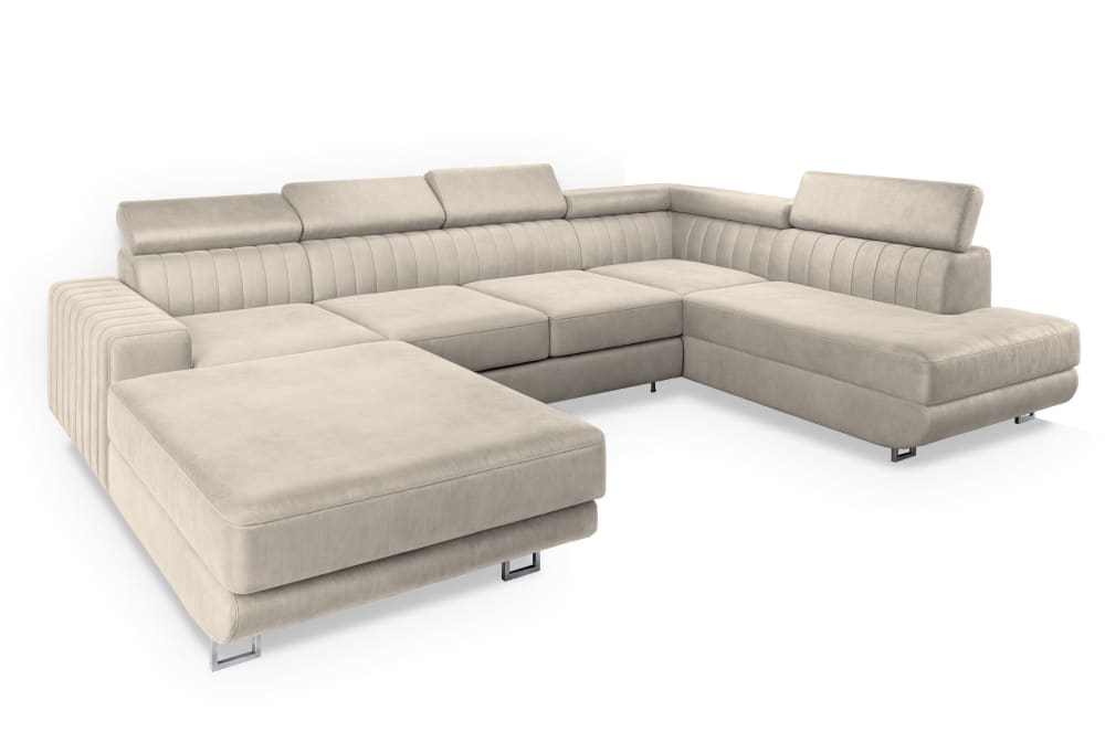 Wohnli Möbelsuche - Ecksofa mit Schlaffunktion aus Velours-Stoff