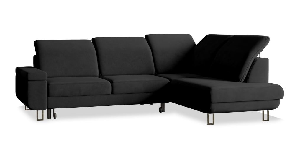 Wohnli Möbelsuche - Ecksofa mit Schlaffunktion aus Velours-Stoff
