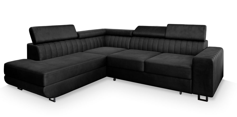 Wohnli Möbelsuche - Ecksofa mit Schlaffunktion aus Velours-Stoff