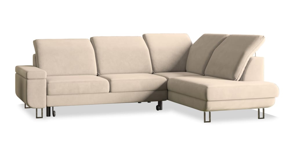 Wohnli Möbelsuche - Ecksofa mit Schlaffunktion aus Velours-Stoff