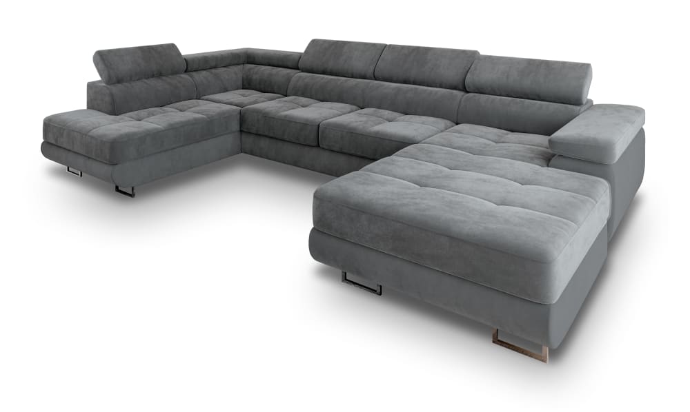 Wohnli Möbelsuche - Ecksofa mit Schlaffunktion aus Velours-Stoff