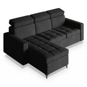 Wohnli Möbelsuche - Ecksofa mit Schlaffunktion aus Plüsch-Stoff