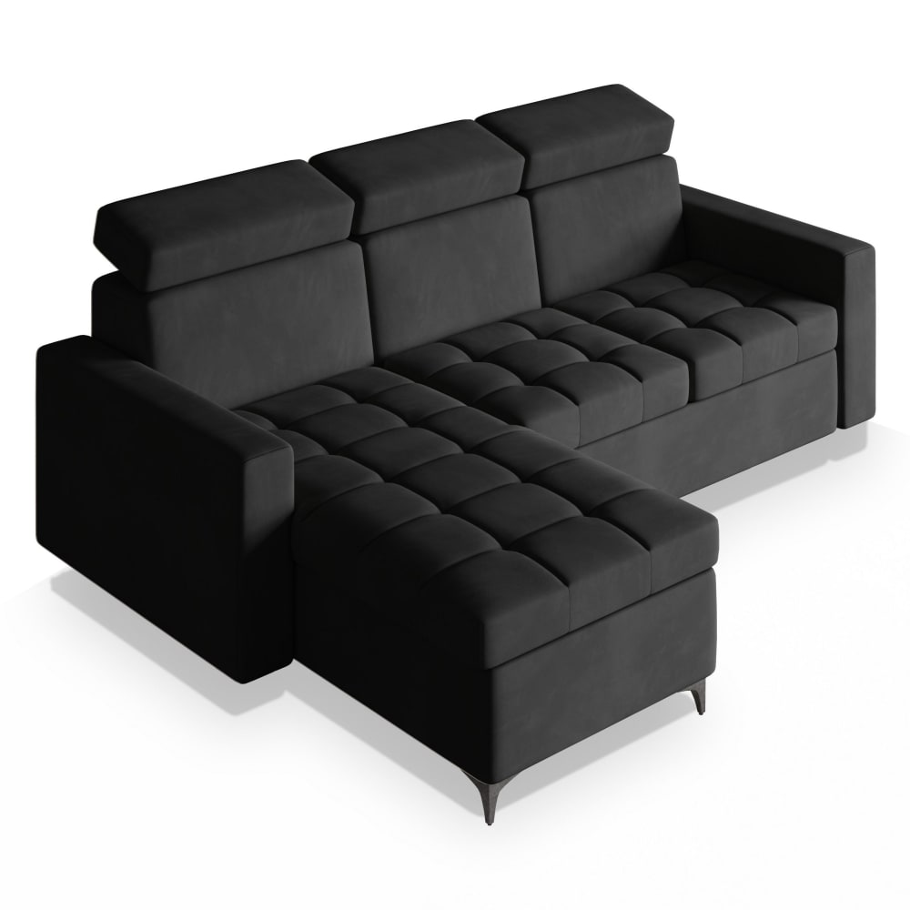 Wohnli Möbelsuche - Ecksofa mit Schlaffunktion aus Plüsch-Stoff