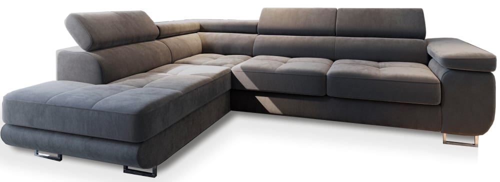 Wohnli Möbelsuche - Ecksofa mit Schlaffunktion aus Velours-Stoff