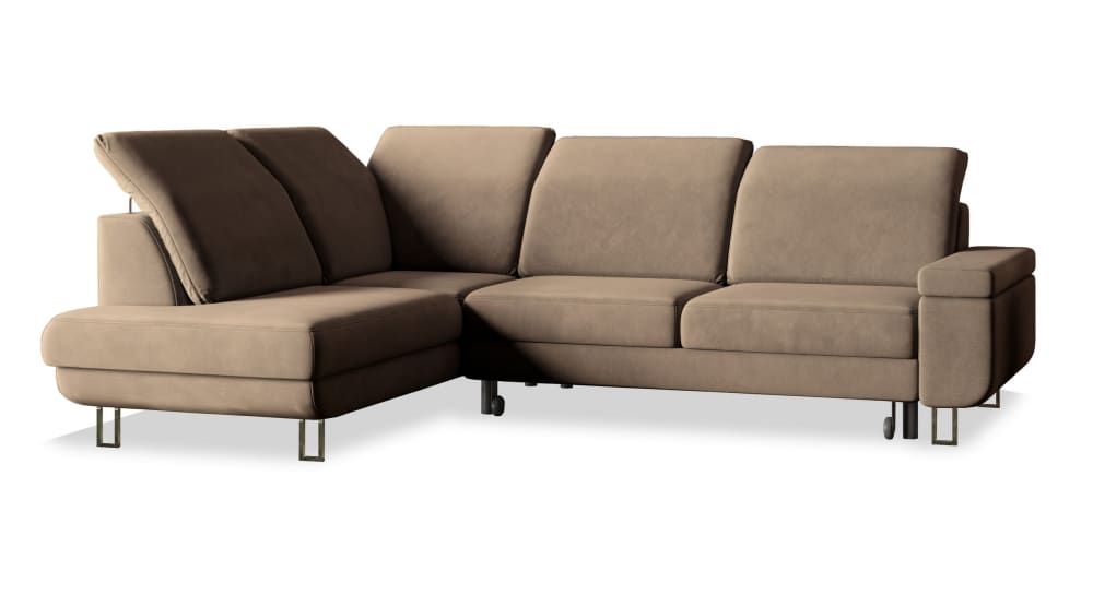 Wohnli Möbelsuche - Ecksofa mit Schlaffunktion aus Velours-Stoff