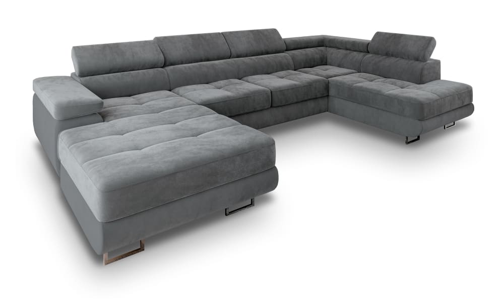 Wohnli Möbelsuche - Ecksofa mit Schlaffunktion aus Velours-Stoff