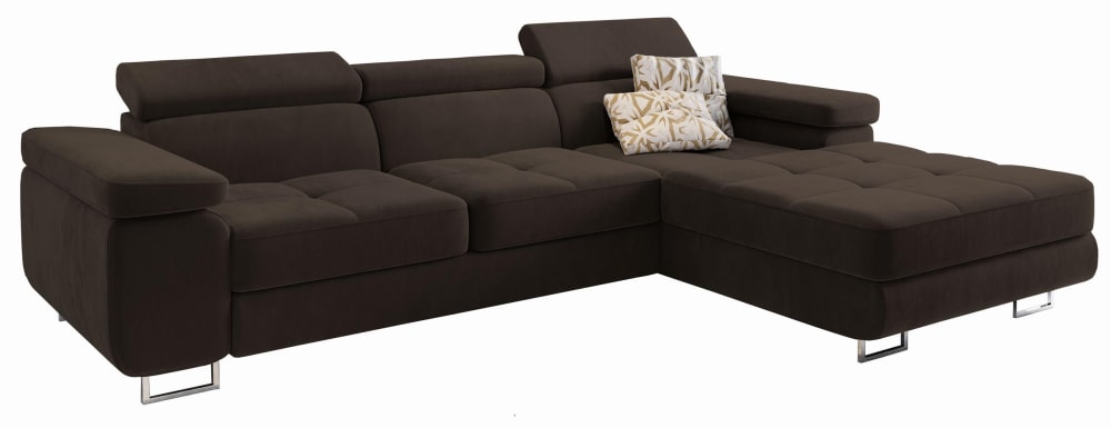 Wohnli Möbelsuche - Ecksofa mit Schlaffunktion aus Velours-Stoff