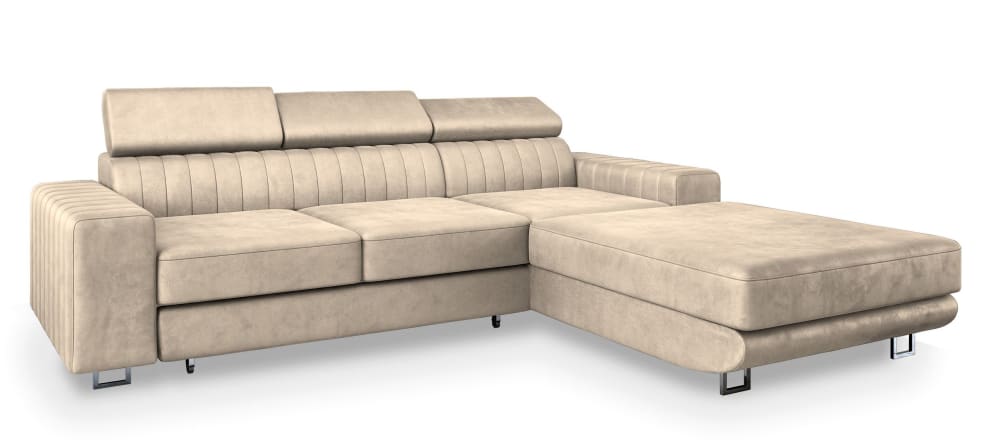 Wohnli Möbelsuche - Ecksofa mit Schlaffunktion aus Velours-Stoff