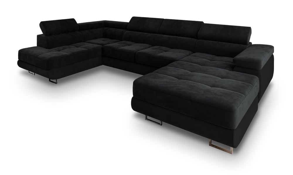 Wohnli Möbelsuche - Ecksofa mit Schlaffunktion aus Velours-Stoff