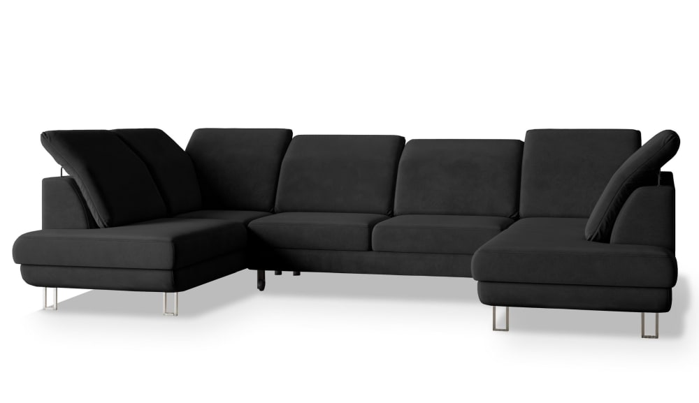 Wohnli Möbelsuche - Ecksofa mit Schlaffunktion aus Velours-Stoff