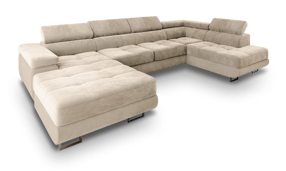 Wohnli Möbelsuche - Ecksofa mit Schlaffunktion aus Velours-Stoff