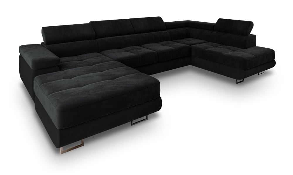 Wohnli Möbelsuche - Ecksofa mit Schlaffunktion aus Velours-Stoff