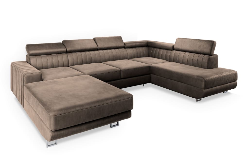 Wohnli Möbelsuche - Ecksofa mit Schlaffunktion aus Velours-Stoff