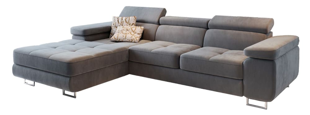 Wohnli Möbelsuche - Ecksofa mit Schlaffunktion aus Velours-Stoff