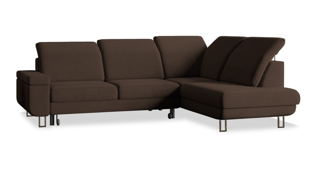 Wohnli Möbelsuche - Ecksofa mit Schlaffunktion aus Velours-Stoff