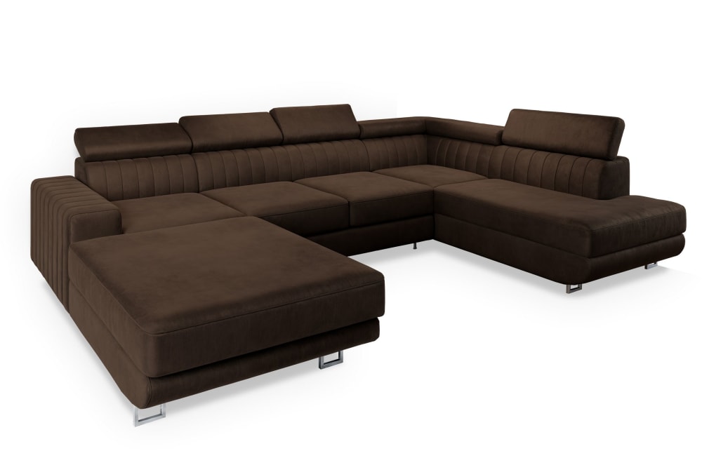 Wohnli Möbelsuche - Ecksofa mit Schlaffunktion aus Velours-Stoff