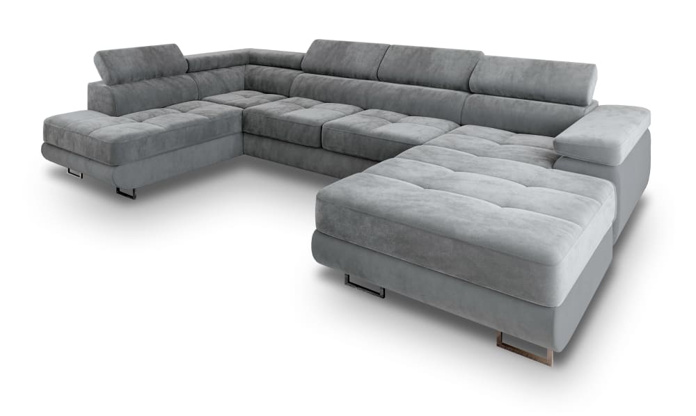 Wohnli Möbelsuche - Ecksofa mit Schlaffunktion aus Velours-Stoff