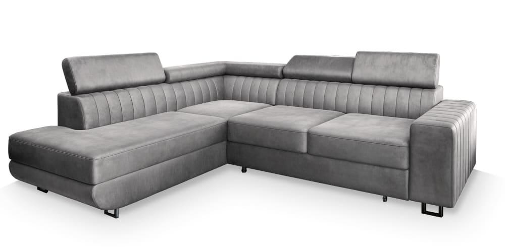 Wohnli Möbelsuche - Ecksofa mit Schlaffunktion aus Velours-Stoff