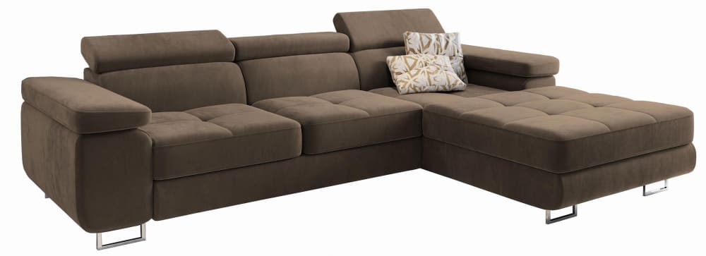 Wohnli Möbelsuche - Ecksofa mit Schlaffunktion aus Velours-Stoff