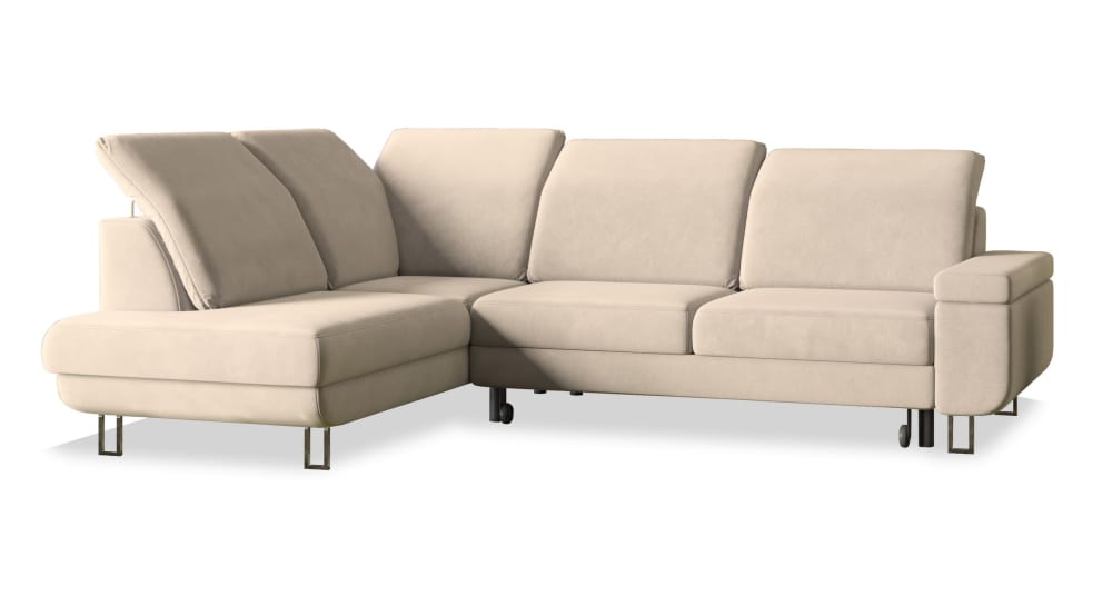 Wohnli Möbelsuche - Ecksofa mit Schlaffunktion aus Velours-Stoff