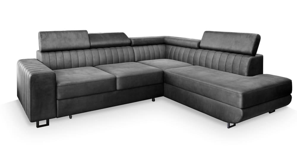 Wohnli Möbelsuche - Ecksofa mit Schlaffunktion aus Velours-Stoff
