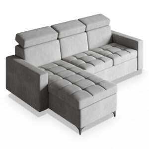 Wohnli Möbelsuche - Ecksofa mit Schlaffunktion aus Plüsch-Stoff