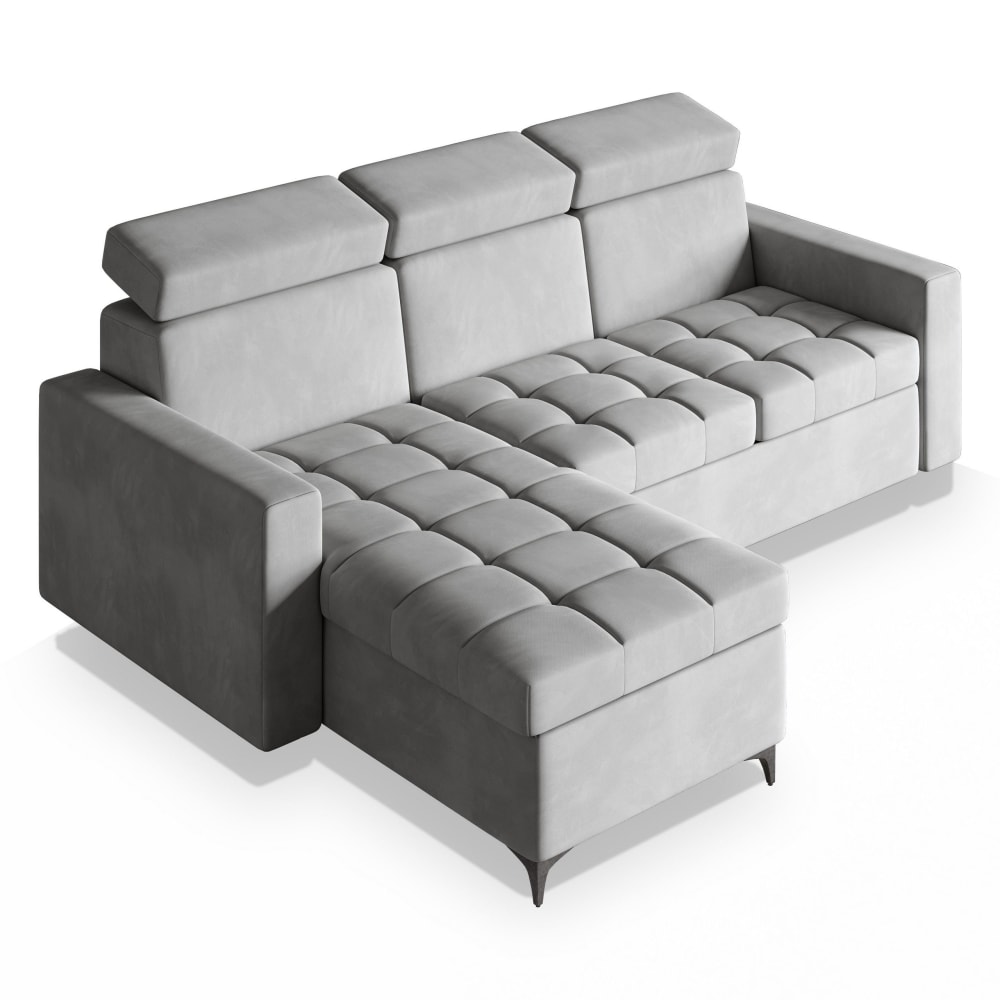 Wohnli Möbelsuche - Ecksofa mit Schlaffunktion aus Plüsch-Stoff