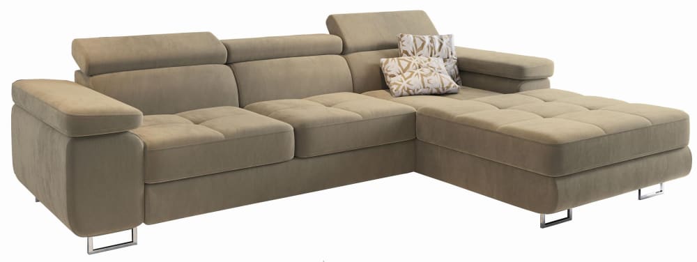 Wohnli Möbelsuche - Ecksofa mit Schlaffunktion aus Velours-Stoff