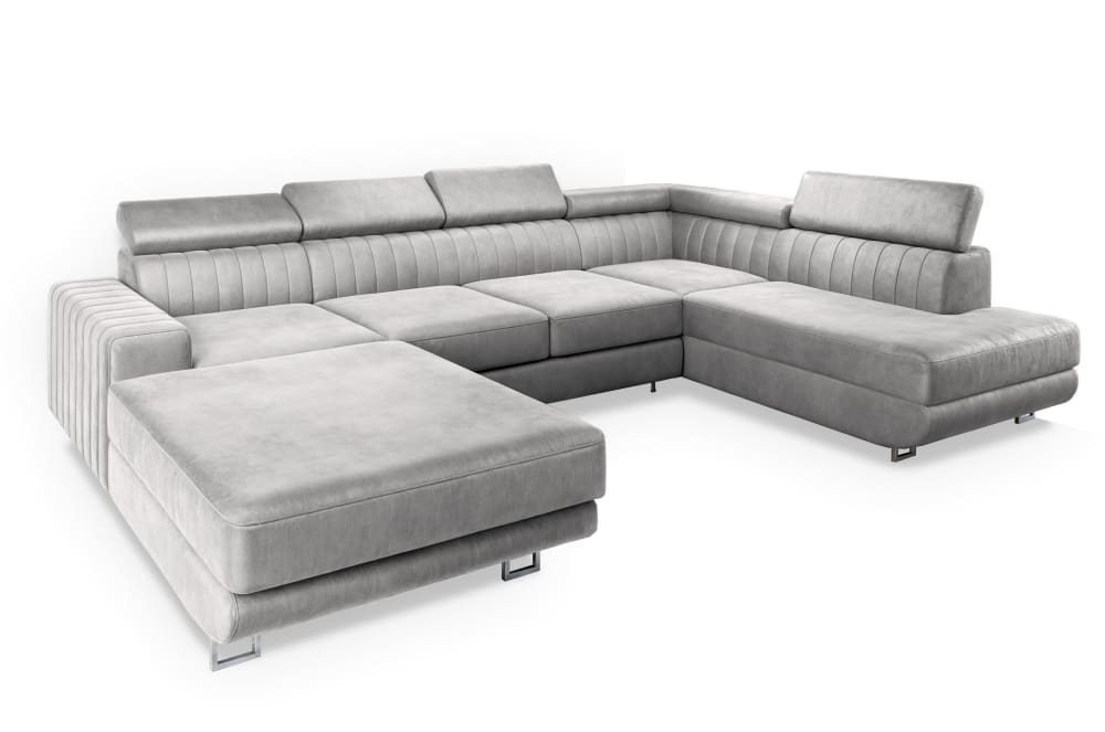 Wohnli Möbelsuche - Ecksofa mit Schlaffunktion aus Velours-Stoff