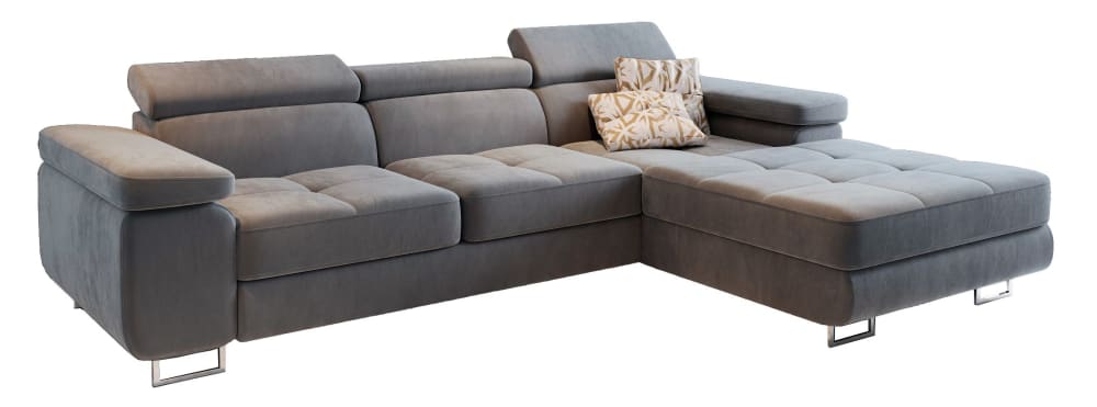 Wohnli Möbelsuche - Ecksofa mit Schlaffunktion aus Velours-Stoff
