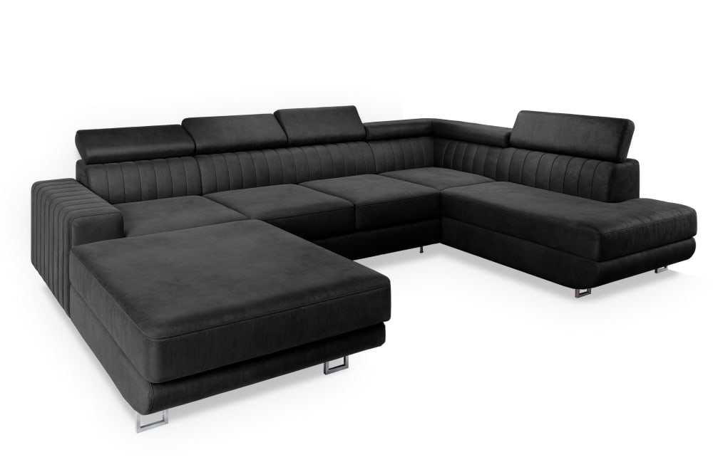 Wohnli Möbelsuche - Ecksofa mit Schlaffunktion aus Velours-Stoff