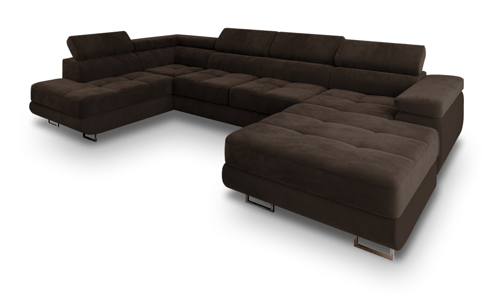 Wohnli Möbelsuche - Ecksofa mit Schlaffunktion aus Velours-Stoff