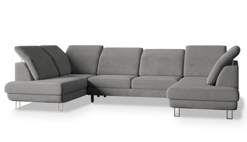 Wohnli Möbelsuche - Ecksofa mit Schlaffunktion aus Velours-Stoff