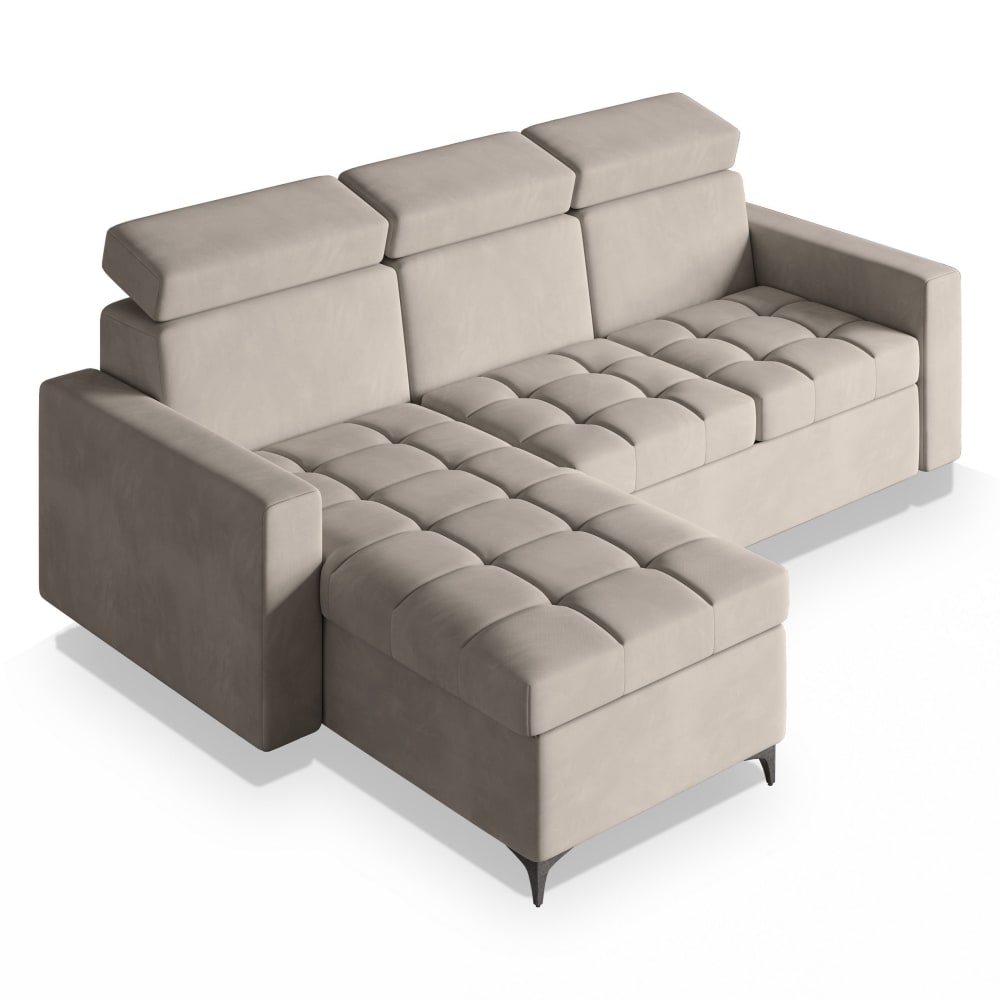 Wohnli Möbelsuche - Ecksofa mit Schlaffunktion aus Plüsch-Stoff