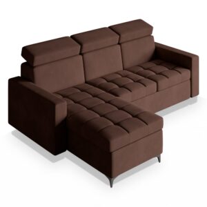 Wohnli Möbelsuche - Ecksofa mit Schlaffunktion aus Plüsch-Stoff