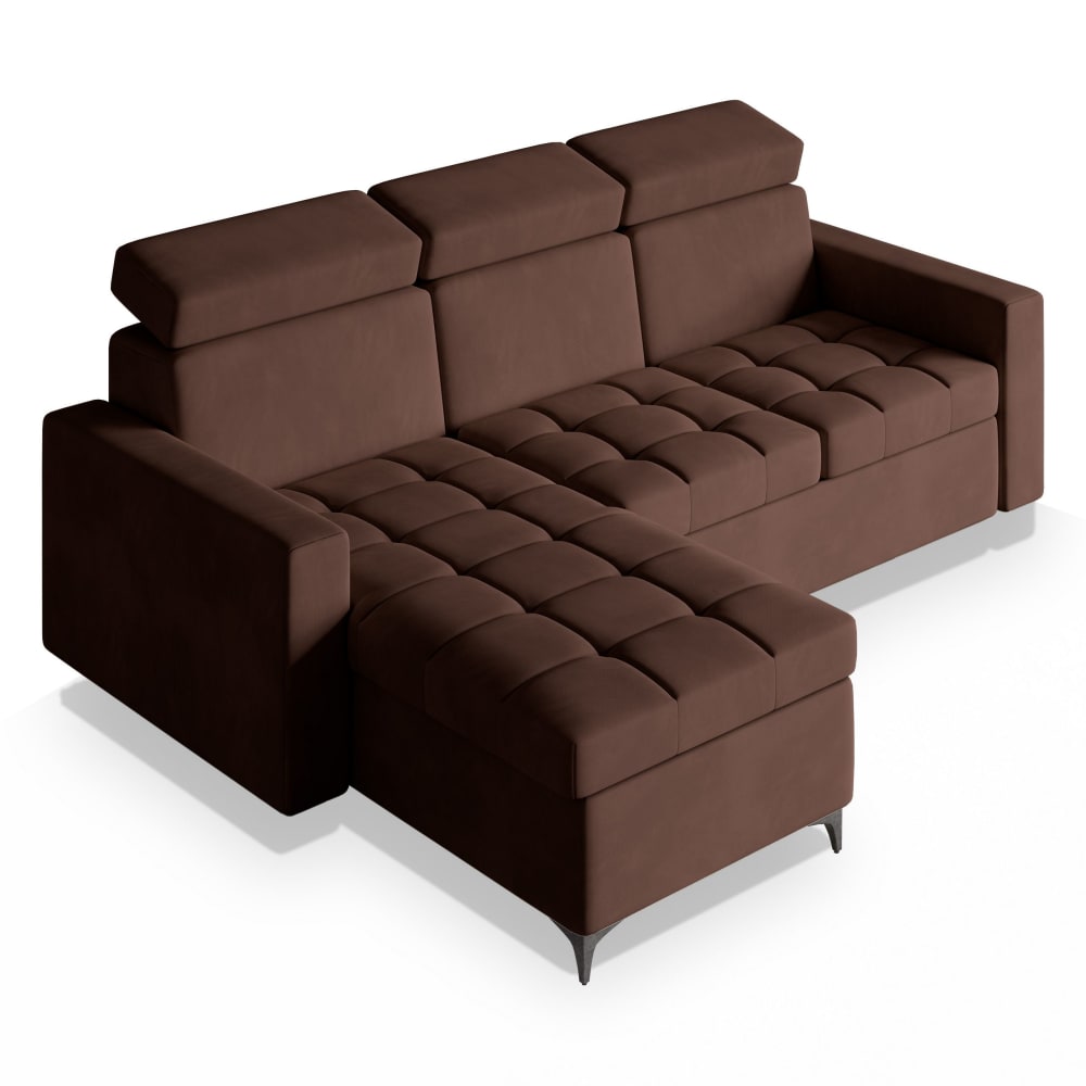 Wohnli Möbelsuche - Ecksofa mit Schlaffunktion aus Plüsch-Stoff