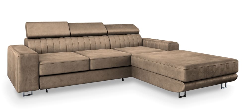 Wohnli Möbelsuche - Ecksofa mit Schlaffunktion aus Velours-Stoff
