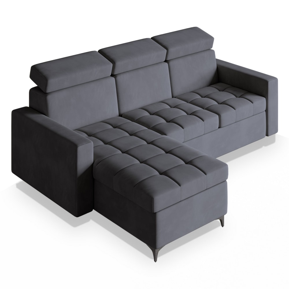 Wohnli Möbelsuche - Ecksofa mit Schlaffunktion aus Plüsch-Stoff